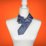 Load image into Gallery viewer, Women&#39;s Skinny Ascot Scarf In Blue Gold And Pink Plaid
