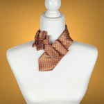 Load image into Gallery viewer, Women&#39;s Skinny Ascot In Orange With Blue and White Pin Dots.
