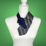 Load image into Gallery viewer, Women&#39;s Ascot Scarf In Green And Blue With A Striped Print
