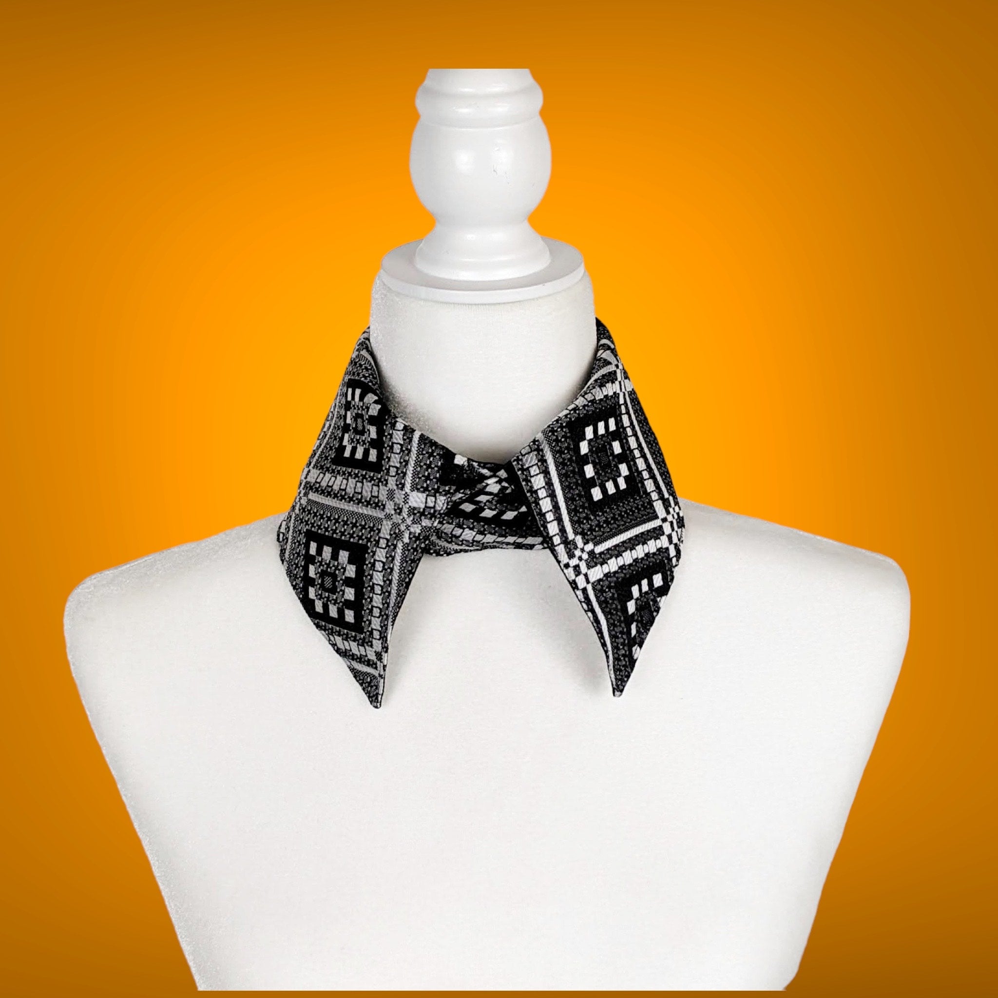 Detachable Collar In Black And White 1970's Print.