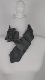 Load and play video in Gallery viewer, Women&#39;s Skinny Ascot Scarf In Black
