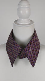 Load and play video in Gallery viewer, Detachable Collar In A Plum And Gold Geometric Print.
