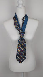 Load and play video in Gallery viewer, Double Necktie In Teal, Wine And Grey Geometric Print

