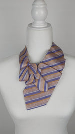 Load and play video in Gallery viewer, Women&#39;s Ascot Scarf In Pastels With Diagonal Stripes.

