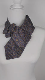 Load and play video in Gallery viewer, Pleated Ascot Scarf In Navy And Orange
