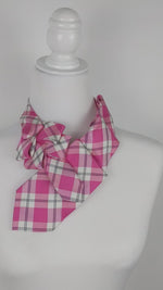 Load and play video in Gallery viewer, Ascot Scarf In Pink And White Plaid
