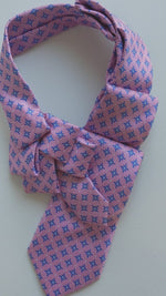 Load and play video in Gallery viewer, Ascot Scarf In Gold And Blue Geometric Print.

