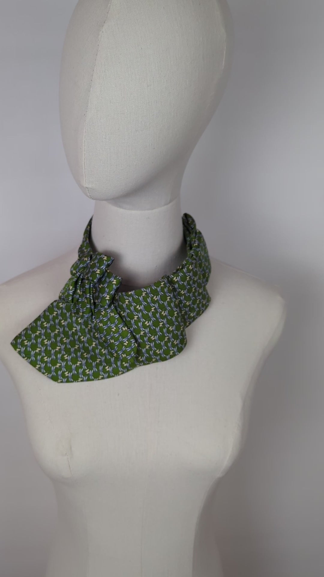 Ascot Scarf In A Green Dragonfly And Butterfly Print