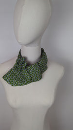 Load and play video in Gallery viewer, Ascot Scarf In A Green Dragonfly And Butterfly Print
