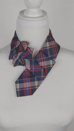 Load and play video in Gallery viewer, Ascot Scarf In A Navy And Red Tartan Print
