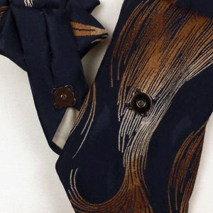 Ascot Scarf In Navy With A Copper Print.