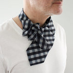 Load image into Gallery viewer, Men&#39;s Ascot in black and grey Buffalo print
