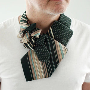 Men's Ascot Made From A Green Vintage Necktie