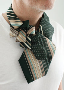 Men's Green Striped Ascot Tie