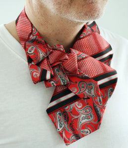 red paisley and striped ascot