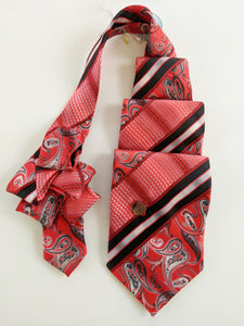 red paisley and striped ascot