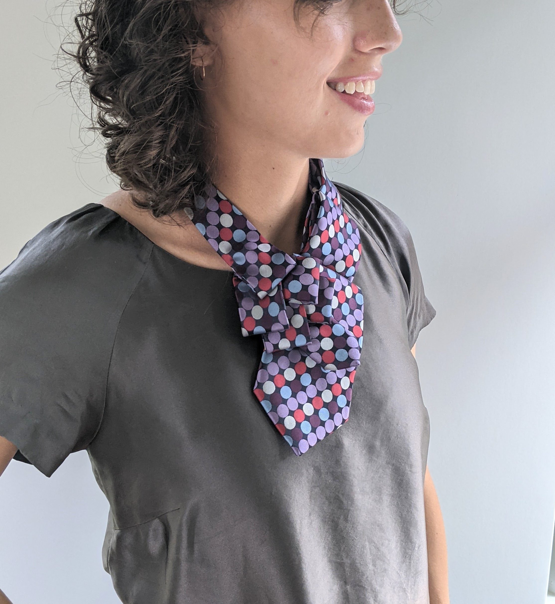 Unique Scarf - Ascot Tie - Necktie Scarf - Office Wear - Gift For Wife -  Black and Grey Lauren Scarf. 30