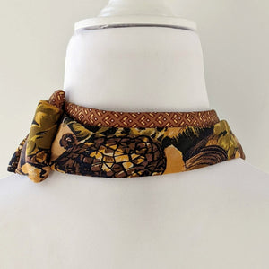Double Ascot In A Mustard Floral Print.