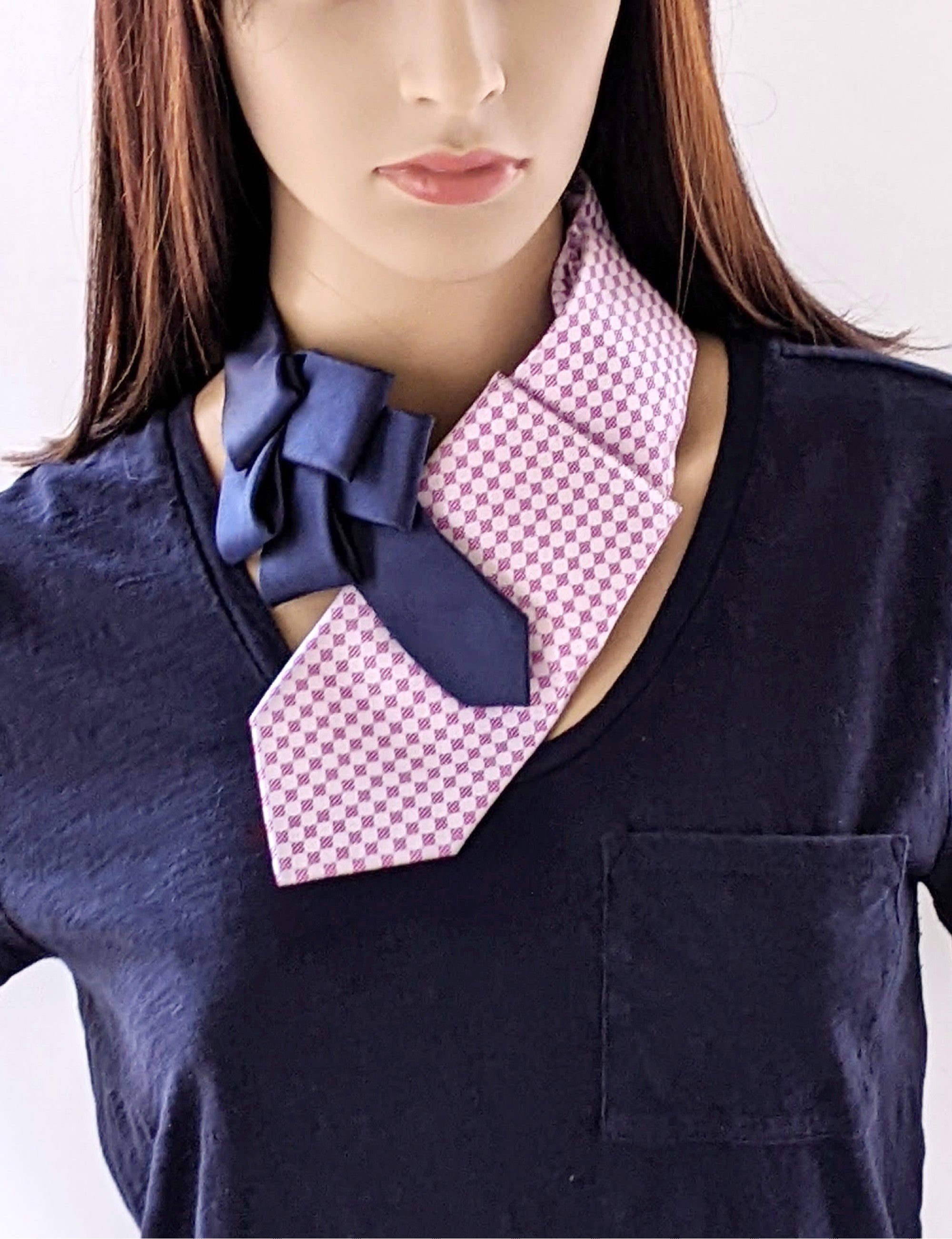 Lilac and Navy Ascot Scarf