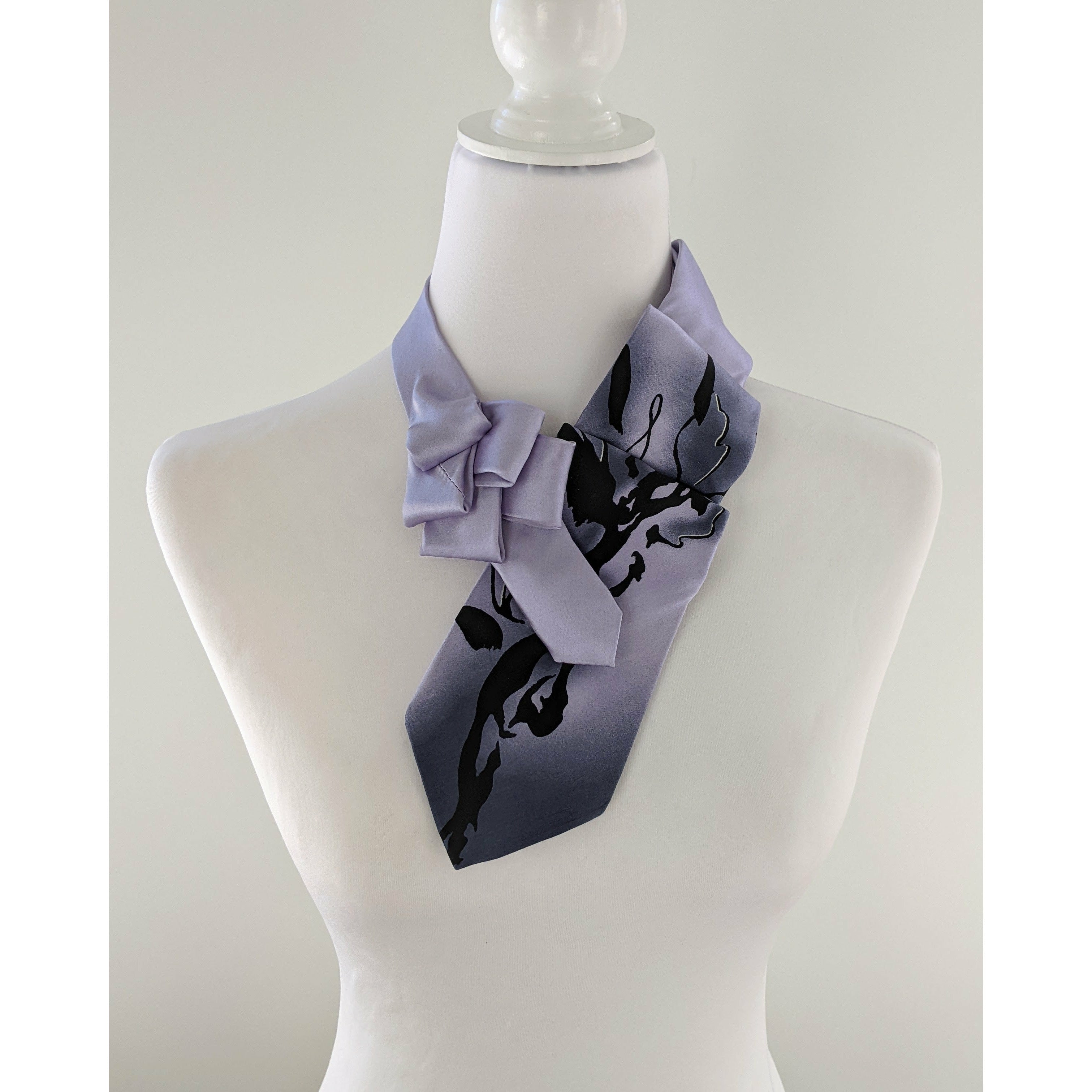 lavender and black ascot with abstract print
