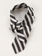 Load image into Gallery viewer, Men&#39;s Ascot In Charcoal Grey And White Stripes.

