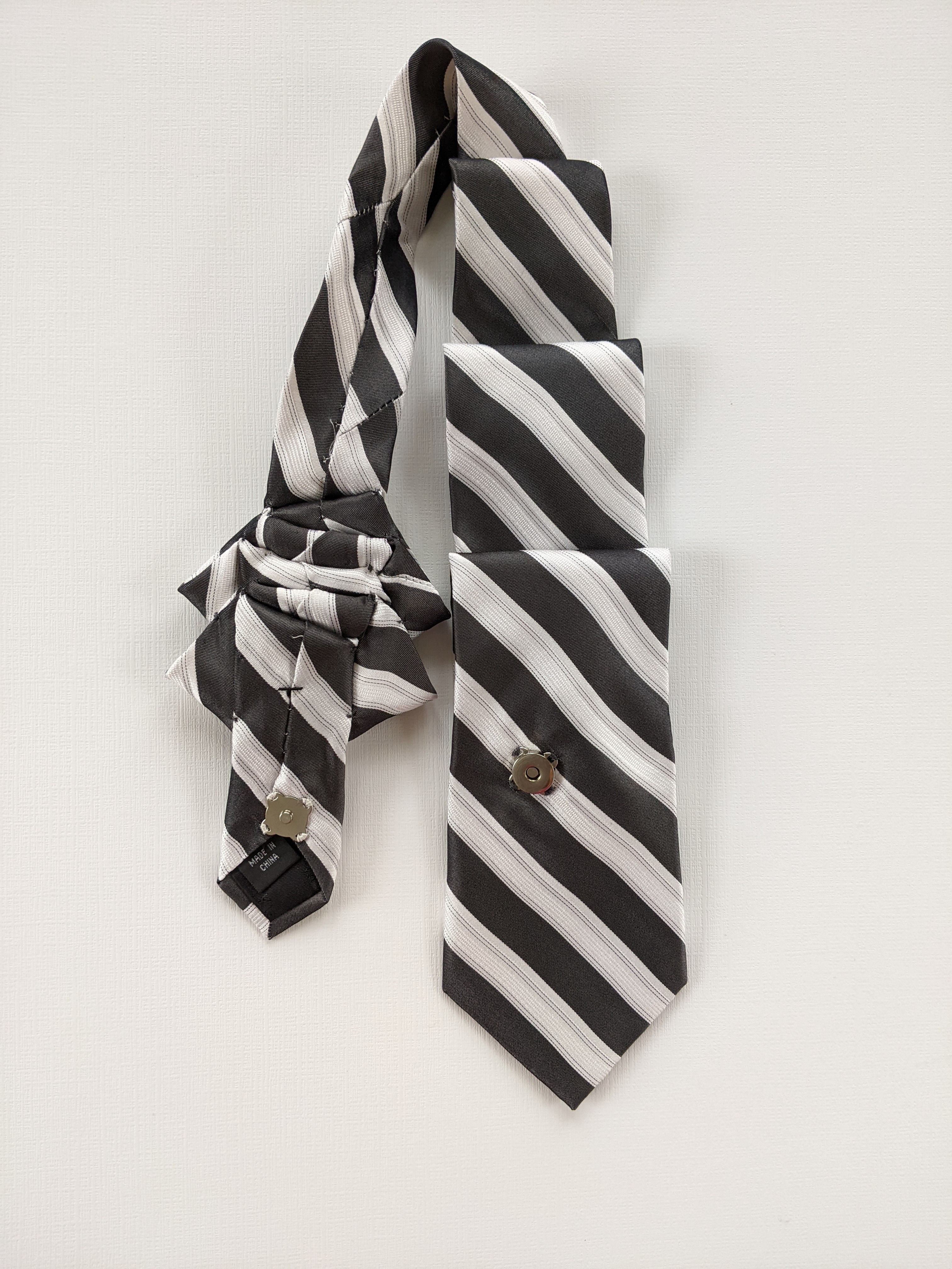 Men's Ascot In Charcoal Grey And White Stripes.
