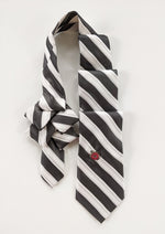 Load image into Gallery viewer, Men&#39;s Ascot In Charcoal Grey And White Stripes.
