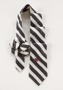 Men's Ascot In Charcoal Grey And White Stripes.