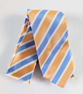 Ascot Scarf In Papaya And Blue Stripes