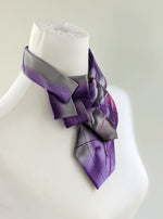 Load image into Gallery viewer, Ascot Scarf In Purple, Pink And Grey Abstract Print
