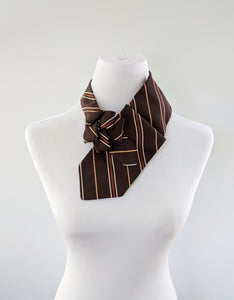 Women's Ascot Scarf In Chocolate Brown, Made From A Vintage Tie