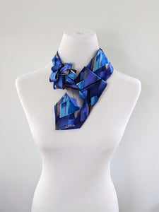 Women's Ascot in Blue and Black Abstract Print