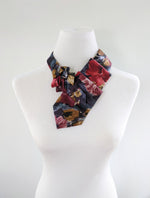 Load image into Gallery viewer, Women&#39;s Ascot Scarf In Grey With A Red And Brown Floral Print
