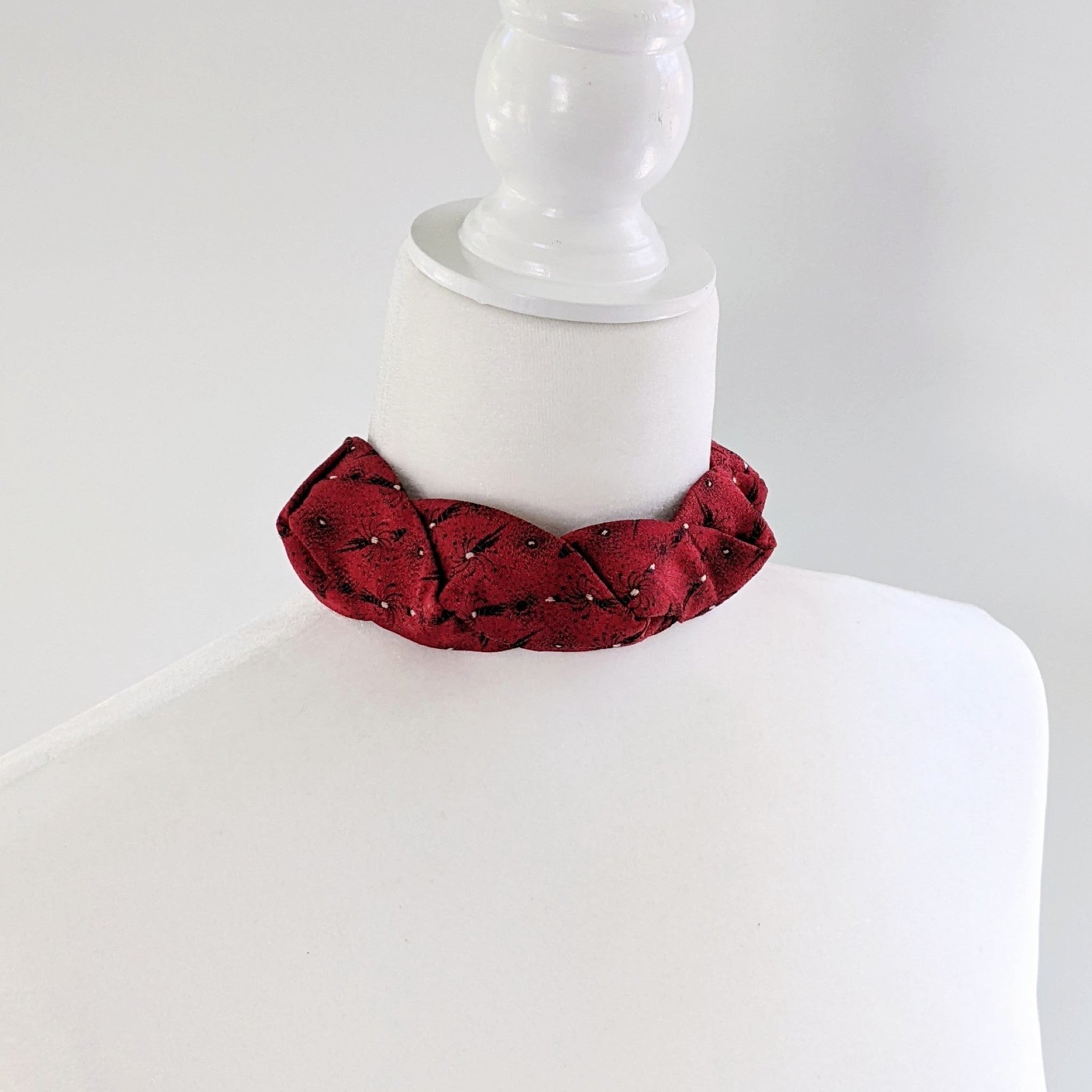 Structured Choker Made From A Red Vintage Necktie