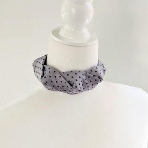 Structured Grey Choker With Black Polka Dots