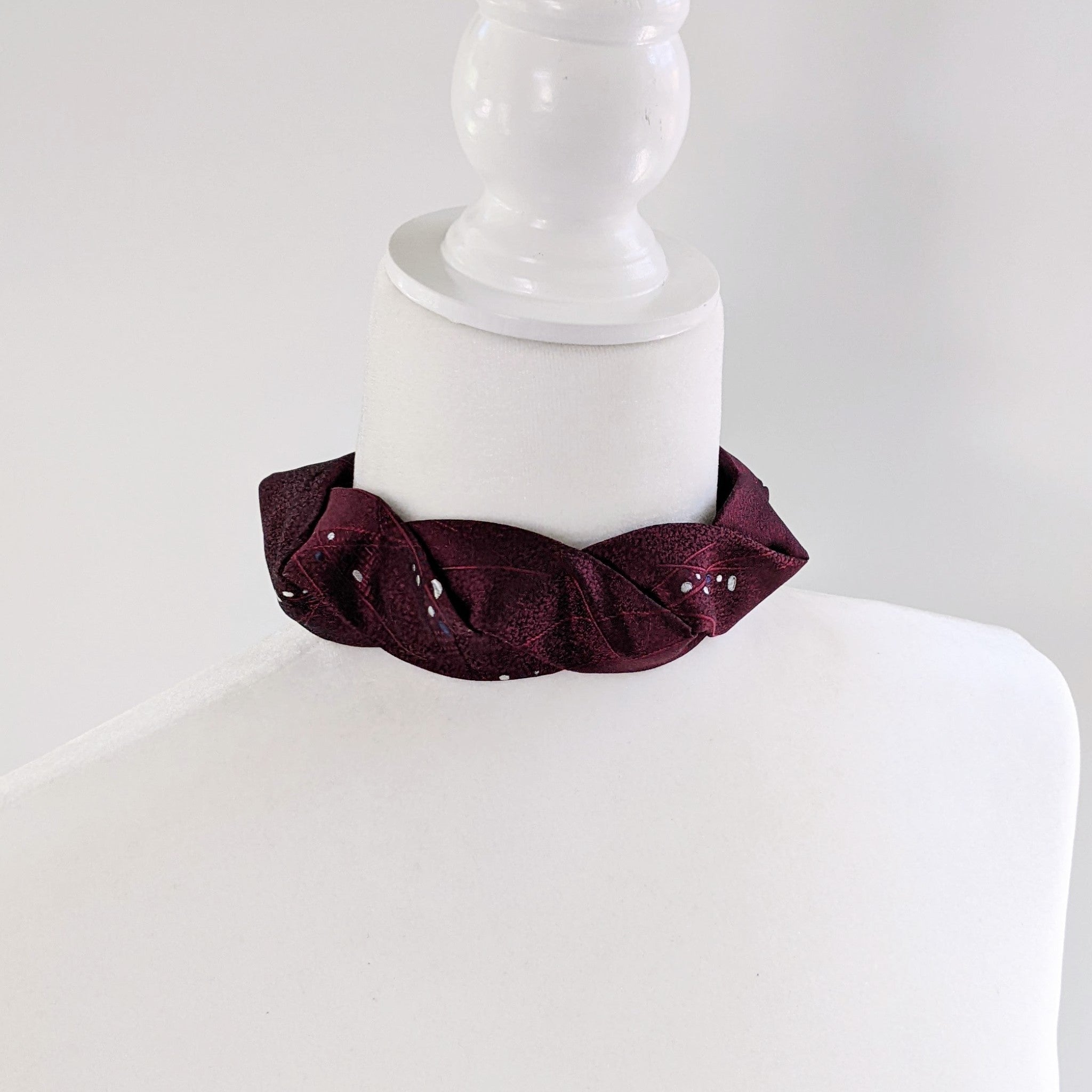 Structured Choker Made From A Vintage Necktie In Burgundy
