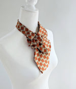 Load image into Gallery viewer, Ascot Scarf In Terracotta And Gold Geometric Print
