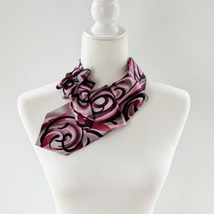 Ascot Scarf In Pink And Grey Abstract Print.