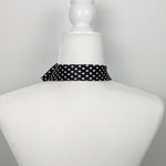 Load image into Gallery viewer, Women&#39;s Skinny Ascot Scarf In Black And White Polka Dots.
