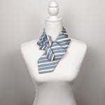 Load image into Gallery viewer, Ascot Scarf In White, Blue And Grey Stripes
