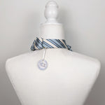 Load image into Gallery viewer, Ascot Scarf In White, Blue And Grey Stripes
