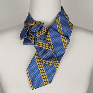 Ascot Scarf In Azure Blue With Yellow Stripes