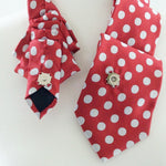 Load image into Gallery viewer, Women&#39;s Ascot Scarf In Red And White Polka Dots.
