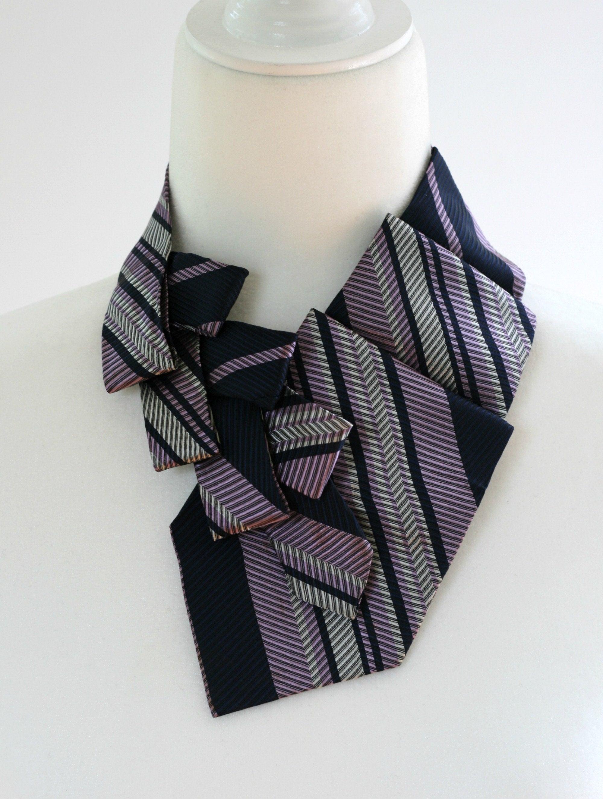 Vintage Scarf Women - Neck Tie Scarf - Striped Scarf - Gift For Daughter - Business Fashion. 71