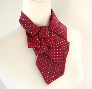 Women's Ascot Scarf In Red With Polka Dot Print.