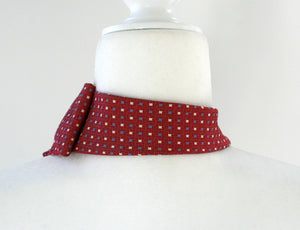 Women's Ascot Scarf In Red With Polka Dot Print.