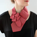 Load image into Gallery viewer, women&#39;s ascot scarf red pin dots
