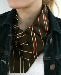 women's ascot in brown stripes