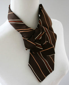 women's brown striped ascot scarf