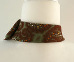 Load image into Gallery viewer, Women&#39;s Ascot Scarf Made From A Vintage Necktie With Green And Brown Paisley Print.
